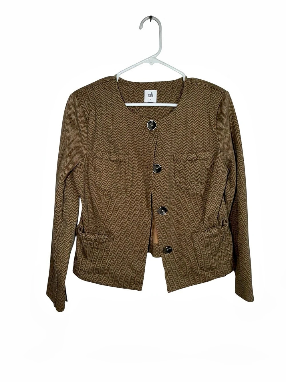 Cabi Penny Blazer Women's Brown Herringbone Size Medium
